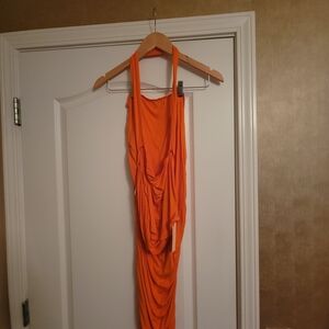 Chic Orange Women's Skirt Set